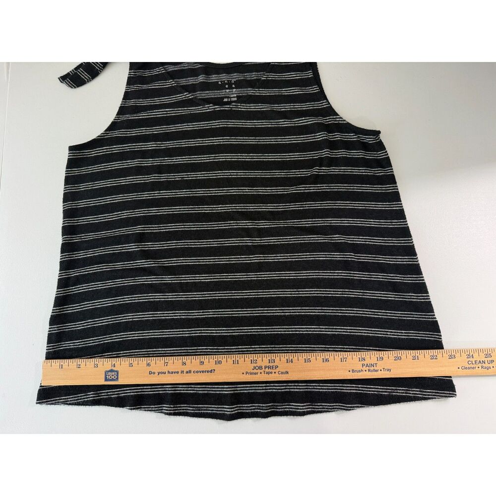 A New Day Black White Striped Tie Shoulder Tank Top Women’s Large Stretch Casual - Picture 6 of 8